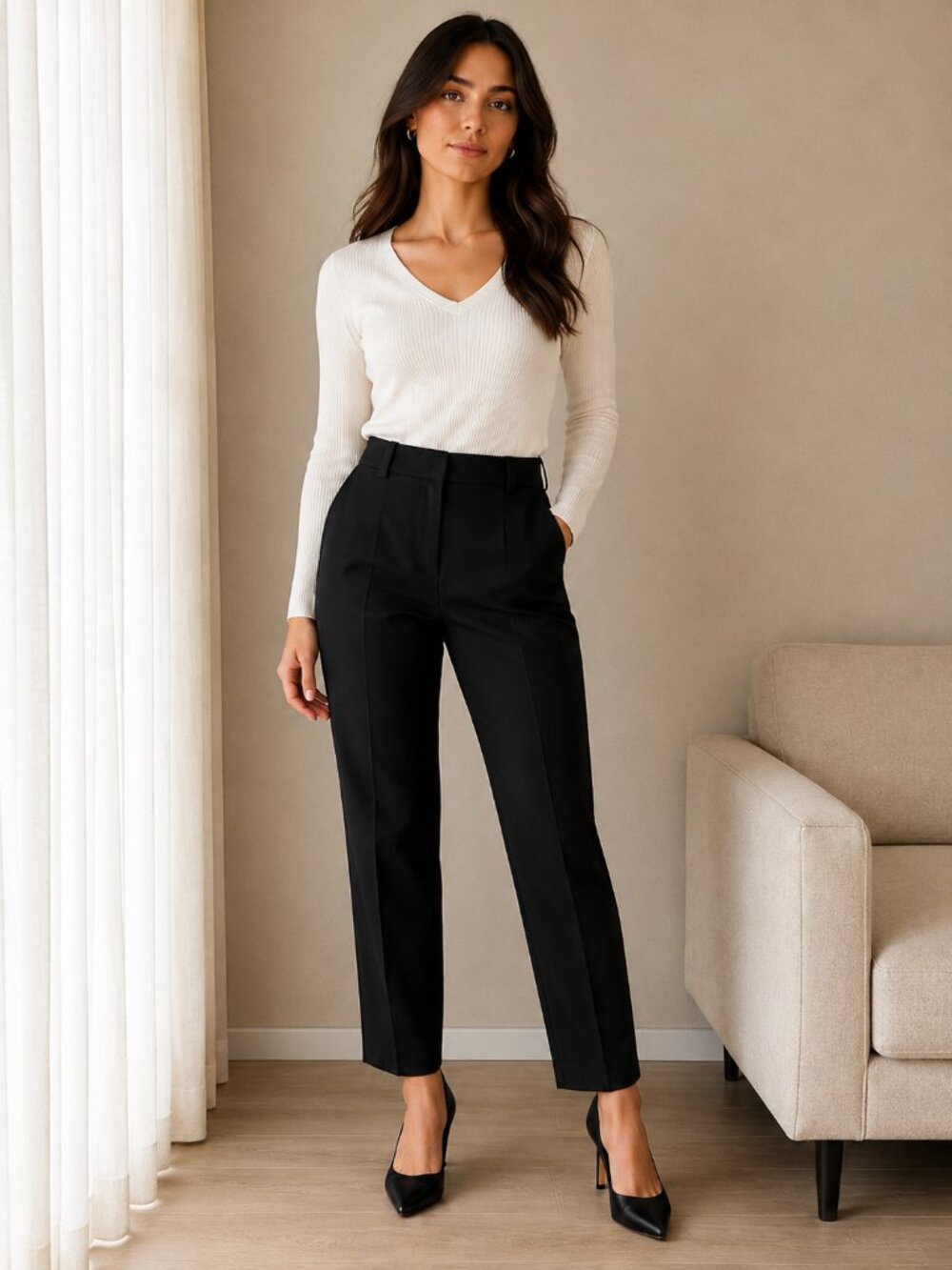 🖤 H&M Black Tailored Ankle Pants – Size 2 / EUR 34 🖤